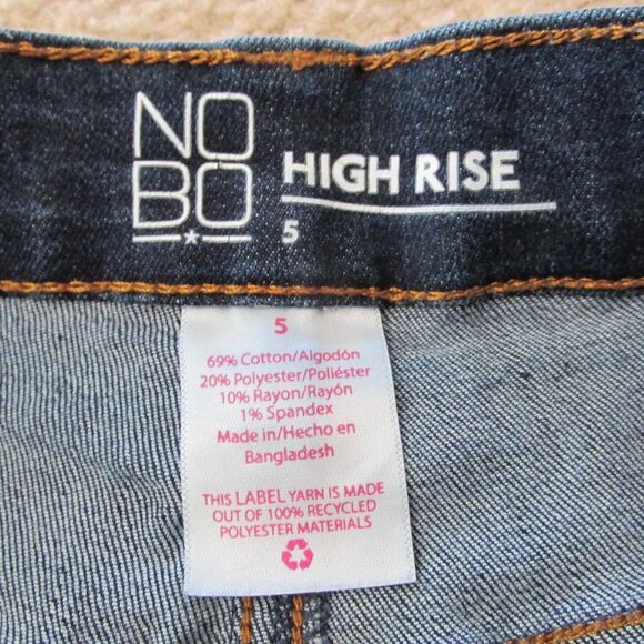No Bo Button Fly High Rise Jean Shorts Womens Size 5 Blue Denim Cutoff Juniors‎ - Picture 3 of 4
